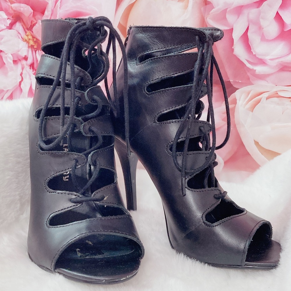 Chinese Laundry Black Lace Up Stilettos size 7.5